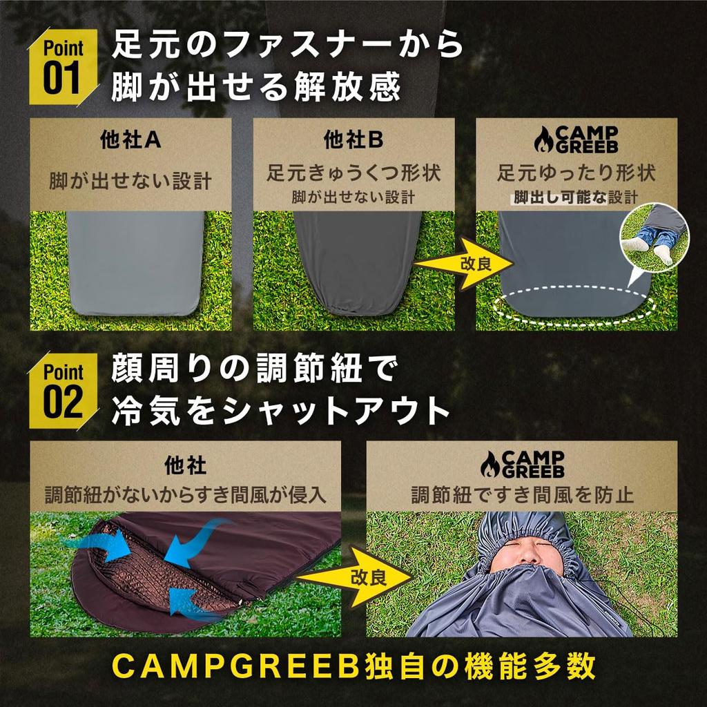 CAMPGREEB [Official Domestic Brand] Inner Sheet [Loose Feet] [With Hood String] Inner Sleeping Bag Ultra-lightweight, Compact, Quick-drying, Travel