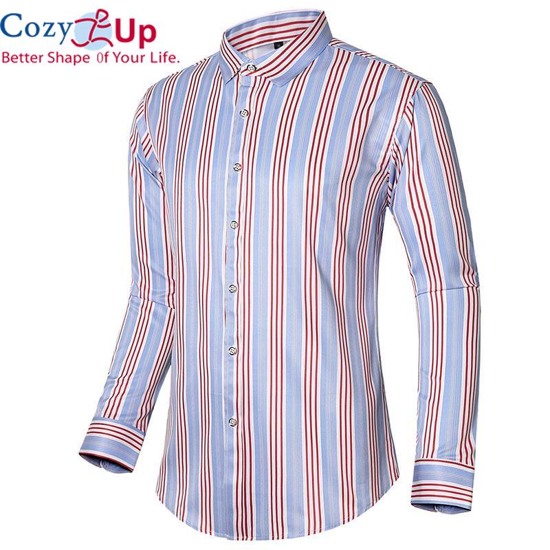 

Уютная Муж. Рубашка Другие принты В полоску Большие размеры С принтом Длинный рукав Повседневные Топы Деловой Простой Синий Красный 7XL красный