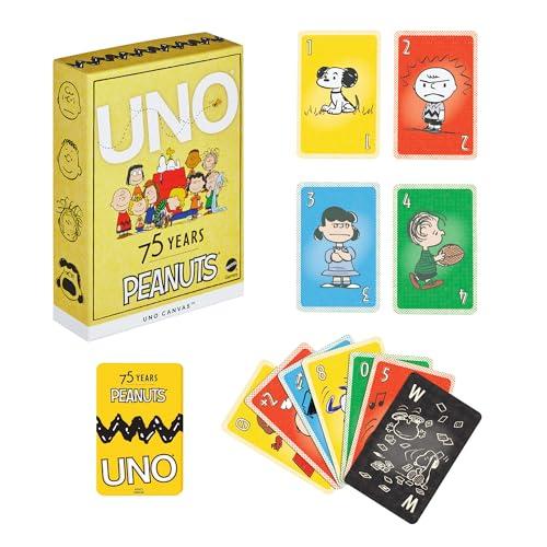 Mattel Games UNO Canvas Peanuts Game, Party Supplies, 112 Cards, 2-10 Players, Ages 7 and Up, Yellow, JFP04