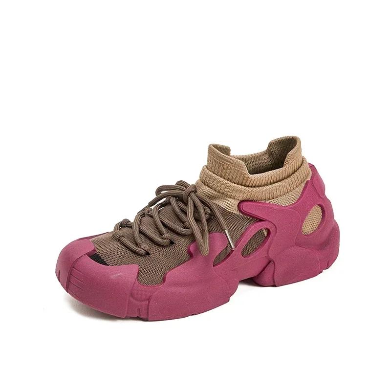 

Мода 2024 года, новые модные женские повседневные спортивные туфли, дышащие цветные трикотажные носки, женская спортивная обувь Zapatos Mujer 35