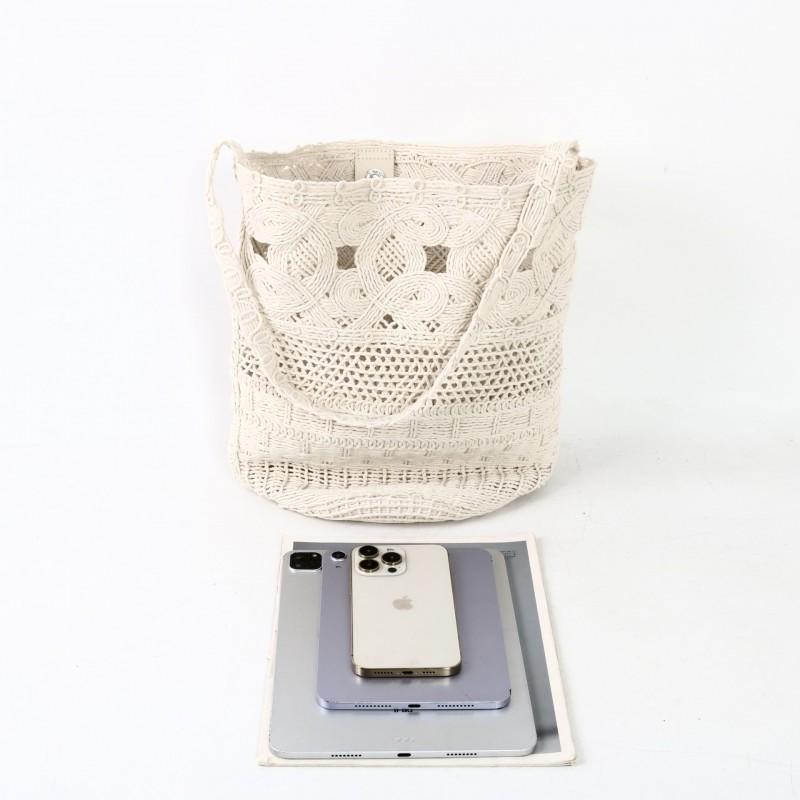 Large Woven Bucket Bag Women Oversized Open Top Shoulder Handbag With Magnetic Cotton Lining Urban Chic Style