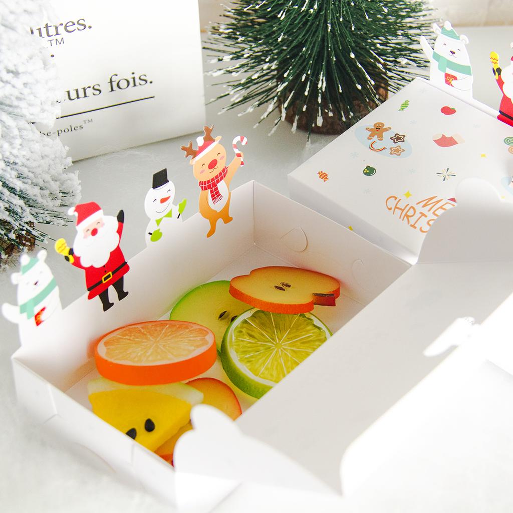 10pcs Merry Christmas Kraft Paper Candy Box Cartoon Cookie Gift Box Packaging Bag 2025 Christmas Party Decoration Xmas Navidad