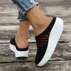 Women Slip On Platform Sandals Lightweight Breathable Knitted Upper Casual Walking Shoes with Cushioned Sole for Daily Wear