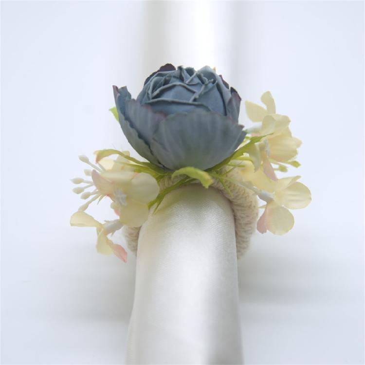 Pack of 6 Realistic Flower Napkin Rings Table Decorations for Wedding Banquets