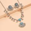 Moda Stile Etnico Indiano Set da 2 Pezzi in Zircone di Cristallo per Donne Collana Choker con Perline Metalliche e Nappa Orecchini Set in Zircone