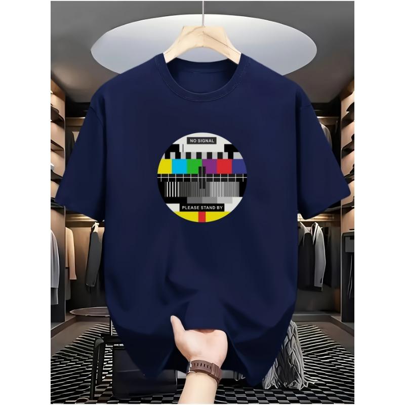 

Мужская летняя модная повседневная футболка свободного кроя оверсайз из 100% чистого хлопка с принтом в стиле ретро-телевизора, спортивная, с круглым вырезом и короткими рукавами XL
