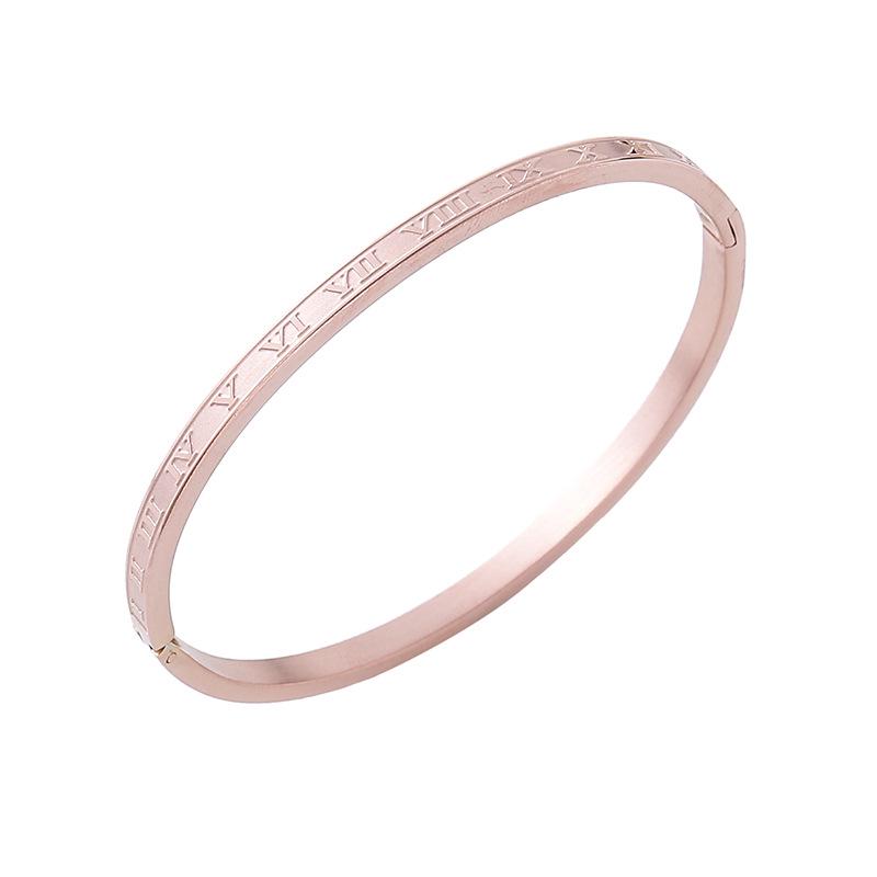 Light Luxury 4mm Roman Numeral Titanium Steel Bracelet - High-End European & American Stainless Steel Jewelry