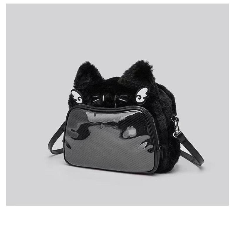 Grenzüberschreitende Niedliche Katze Plüsch Schmerztasche Doppelschulter Umhängetasche Schüler Party Weiche Niedliche Katze Kleine Essenszulage Wildleder Schmerz B