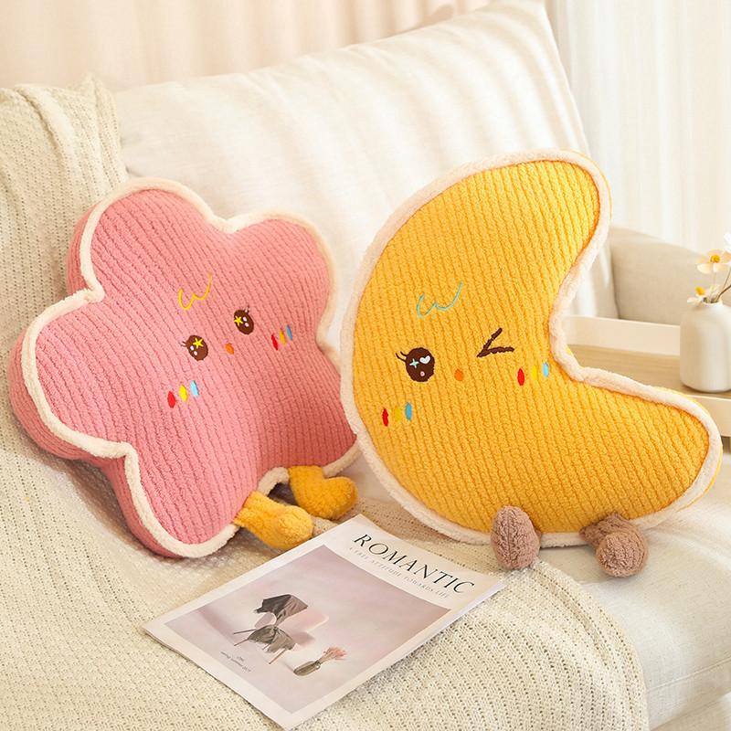 Cute Home Decoration Cartoon Plush Pillow Natural Series Plushies Pillow Cushions Moon Star Cloud Grass Soft Toy Kawii Gift