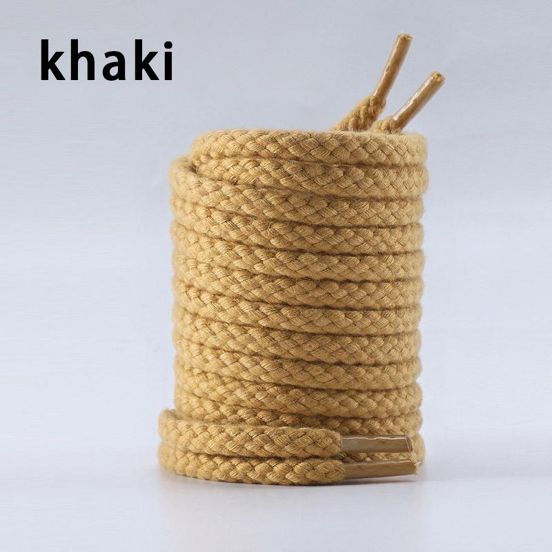 Ronde Veters 6mm Dikker Katoenen Veters Precisie Geweven Veters Sneakers Laarzen Veterschoen 120/140/160CM Schoenenaccessoires 1 Paar 140cm kaki