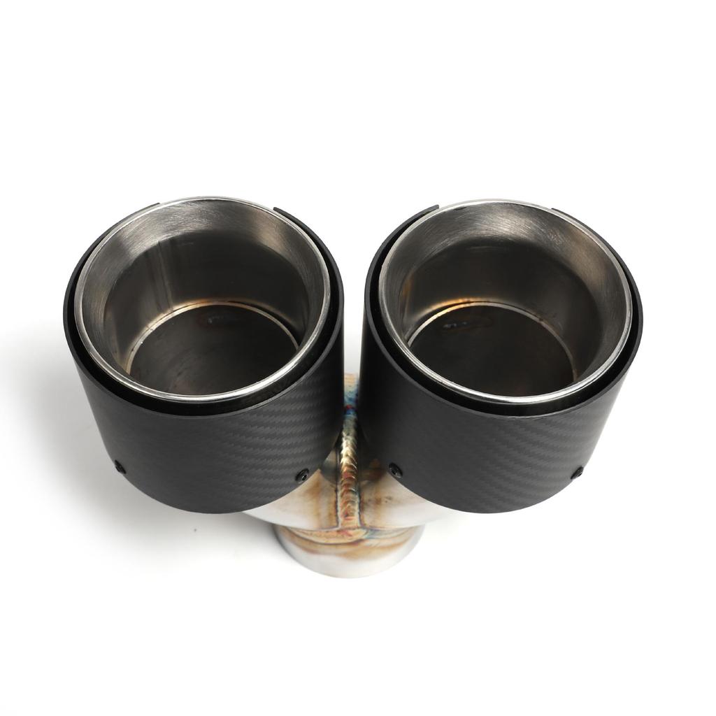 Universal Carbon Fiber Dual Tailpipe Exhaust - Stainless Steel