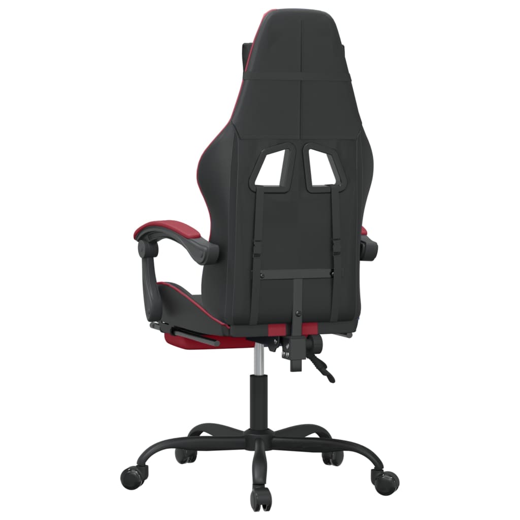Gaming Chair with Footrest Swivel Black & Burgundy Artificial Leather