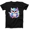 T-shirt Noir Hibou Oiseau Aquarelle Mignon Hibou Drôle Cadeau 105