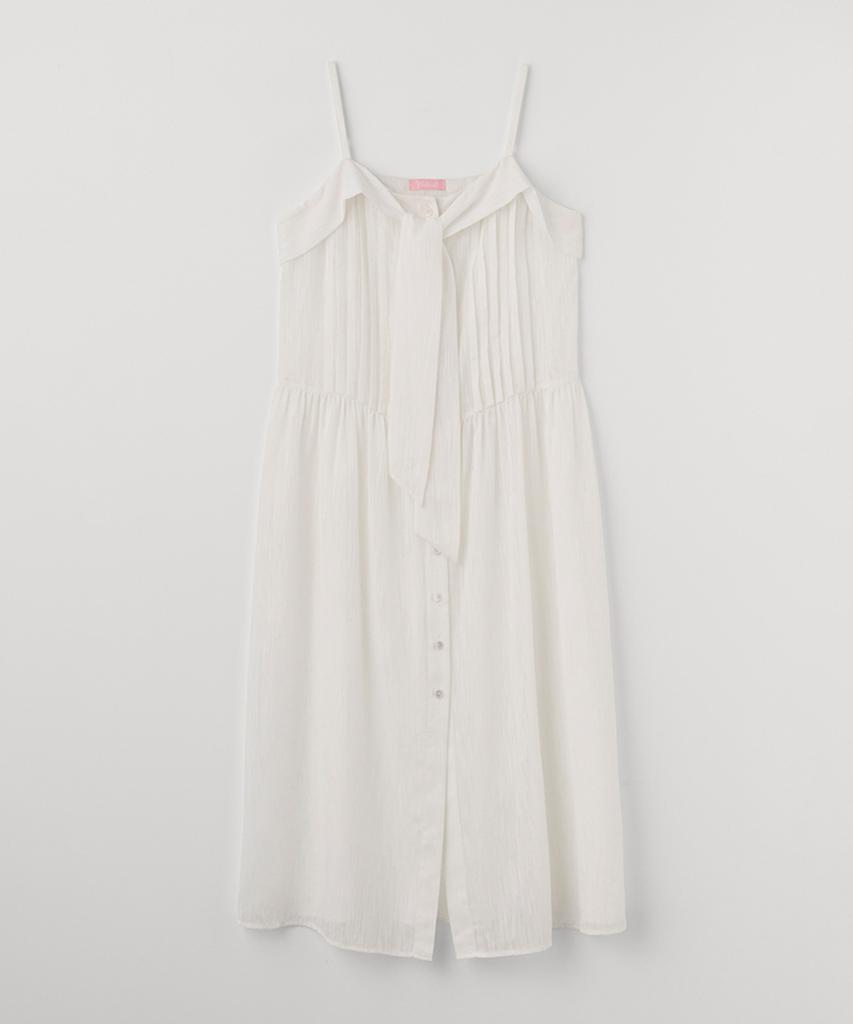Selliteiljeu Sheer Ribbon Tie Dress_White
