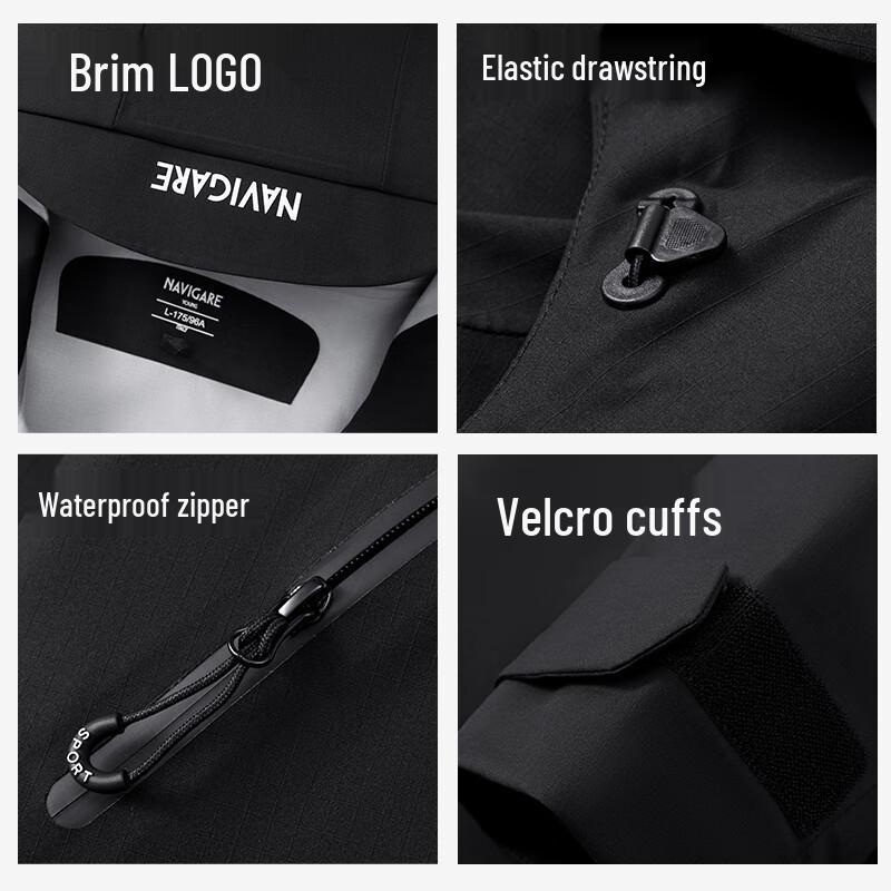 Navigare Men's Outdoor Waterproof Hooded Hardshell Jacket