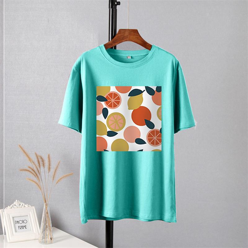 Shellsuning Casaul Kawaii Fruit Printed T Shirt Women Loose O Neck Short Sleeve Base Tees Female Simple Cotton Trendy White Tops