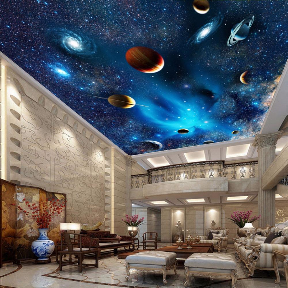 3d Space Mural Wallpaper Galaxy Planet Landscape Ceiling Background Decor Wall Paper Living Room Wall Murals