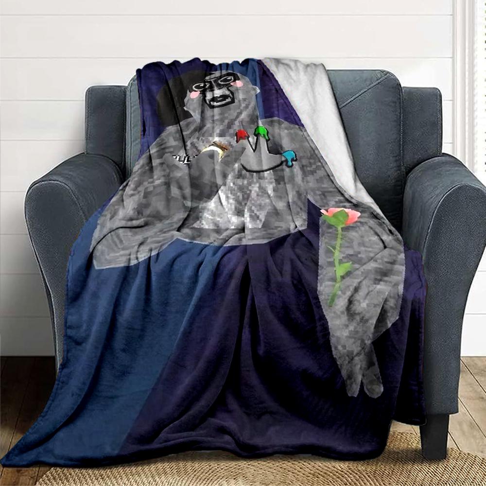 1Pc Gorilla Party Celebration Blanket For Couch Bed Plush Cozy Fuzzy Blanket Super Soft Warm Blankets For Fall And Winter 091896