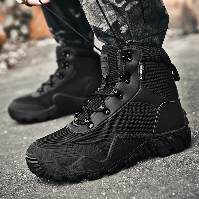Men's Plus Size Mid-Top Tactical Hiking Boots - Outdoor Military Desert Field Boots