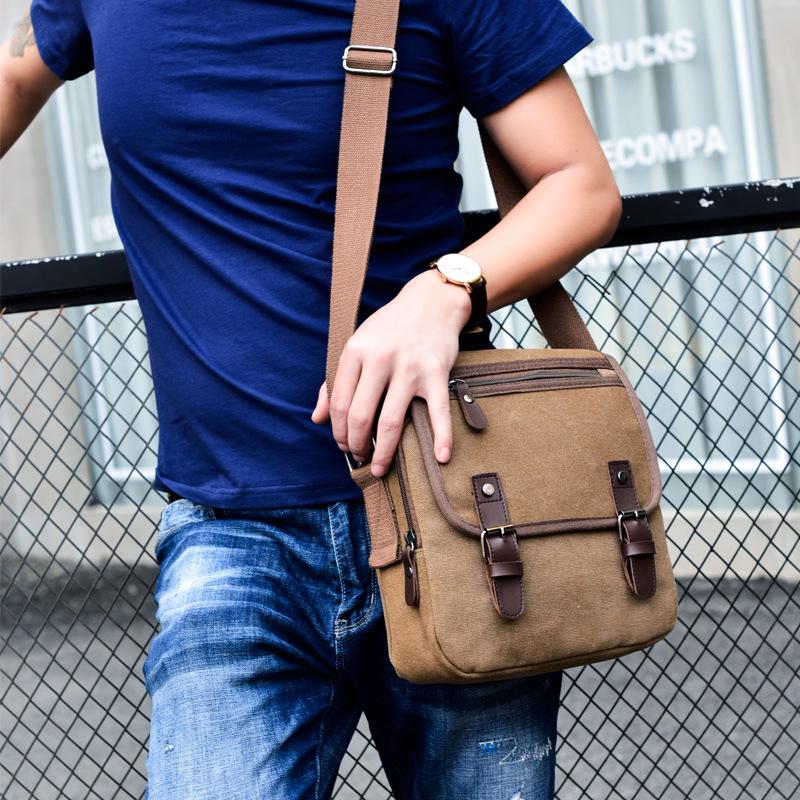 Vintage Men's Canvas Shoulder Bag D7121 - Trendy Casual Fashion for Business and Everyday Use