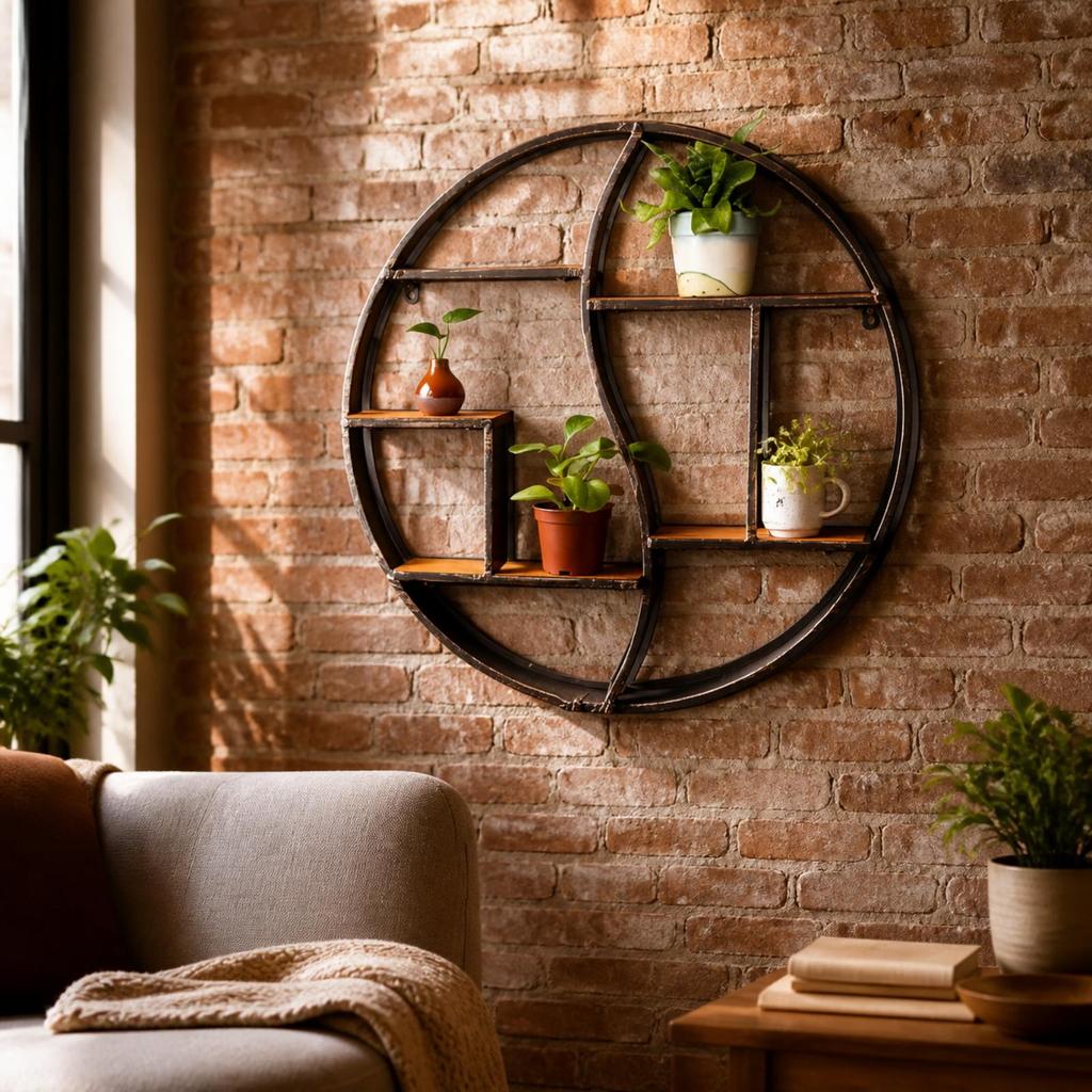 Circular Wall Shelf Decorative Round Sturdy for Office