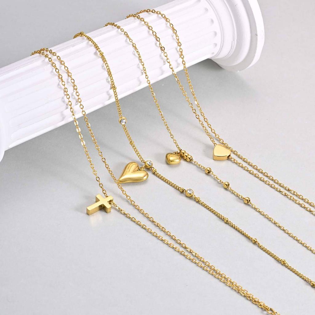 Stainless Steel Anklets Bracelet for Women, Flower Heart Seashell Charms Layered Anklets, Waterproof Gold Plated Anklet