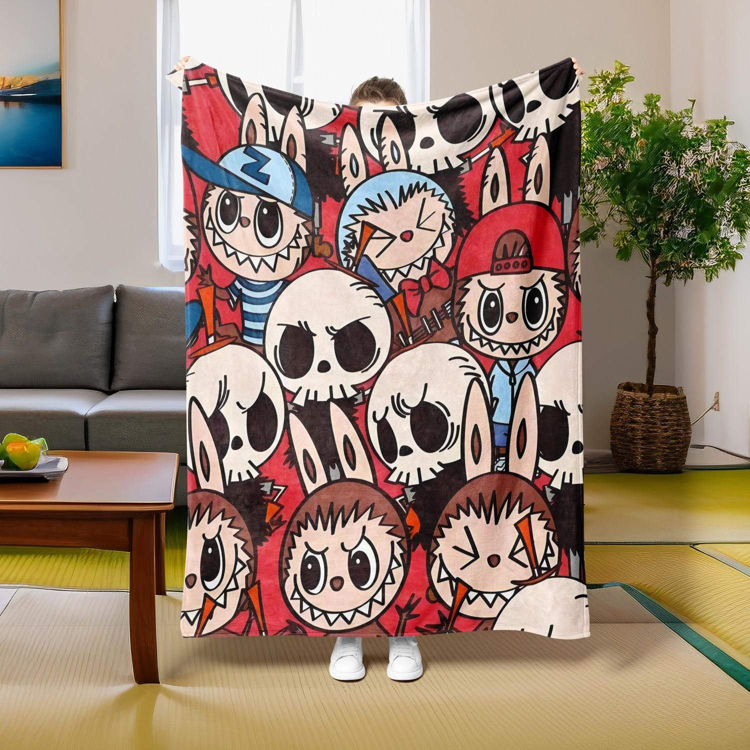 

1 шт. Поп-мультяшный актер Эльф узор Мягкий плед Тонкое одеяло Подарок для дивана кровати машины дома кемпинга Для темы Хэллоуина всесезонное использование 30x40in