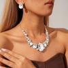 Two-piece Set of Diamond-encrusted Water Drop Oval Earrings Collarbone Chain Temperament Exquisite Light Luxury Necklace