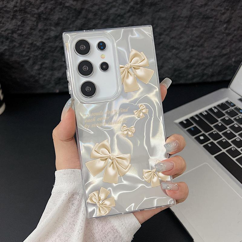 Sparkling Feather Glitter Phone Case For Samsung S25 Ultra S24 FE S23 A16 A36 A55 A56 A35 A15 Bowknot Pattern Shockproof Hybrid TPU PC Slim Cover