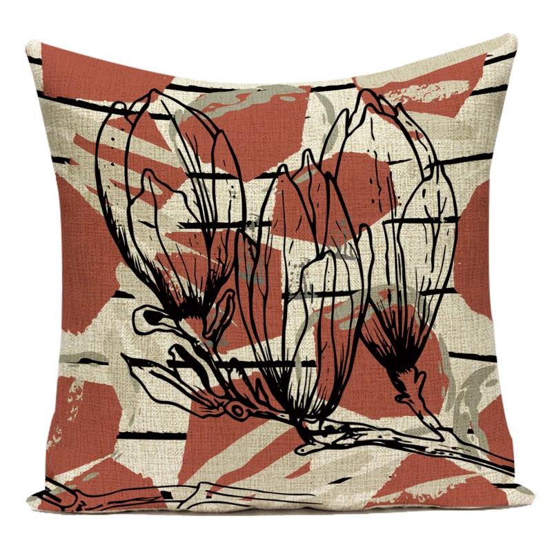 Decorative Throw Pillows Case Floral White Red Pink Flower Polyester Pillow Cushion Cover For Sofa Home Living Room Decor