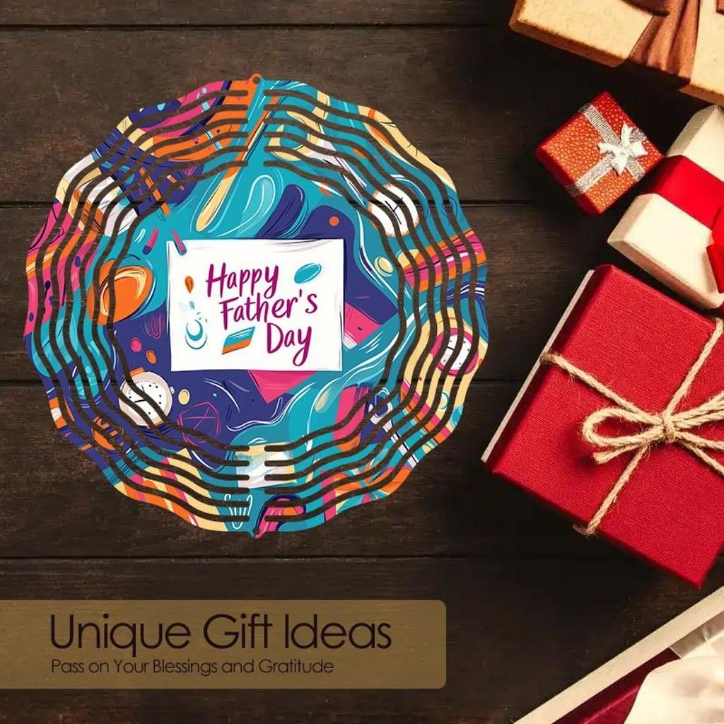 1 Stück Fröhlicher Vatertag Mandala-inspirierter Metall-Windspiel - Lebendig, Keine Batterie erforderlich, Dekorative Indoor/Outdoor-Gartendekoration, Perfektes Geschenk für Papa