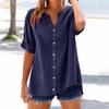Women's Fashion Loose Casual Summer V-neck Short Sleeve T-shirt