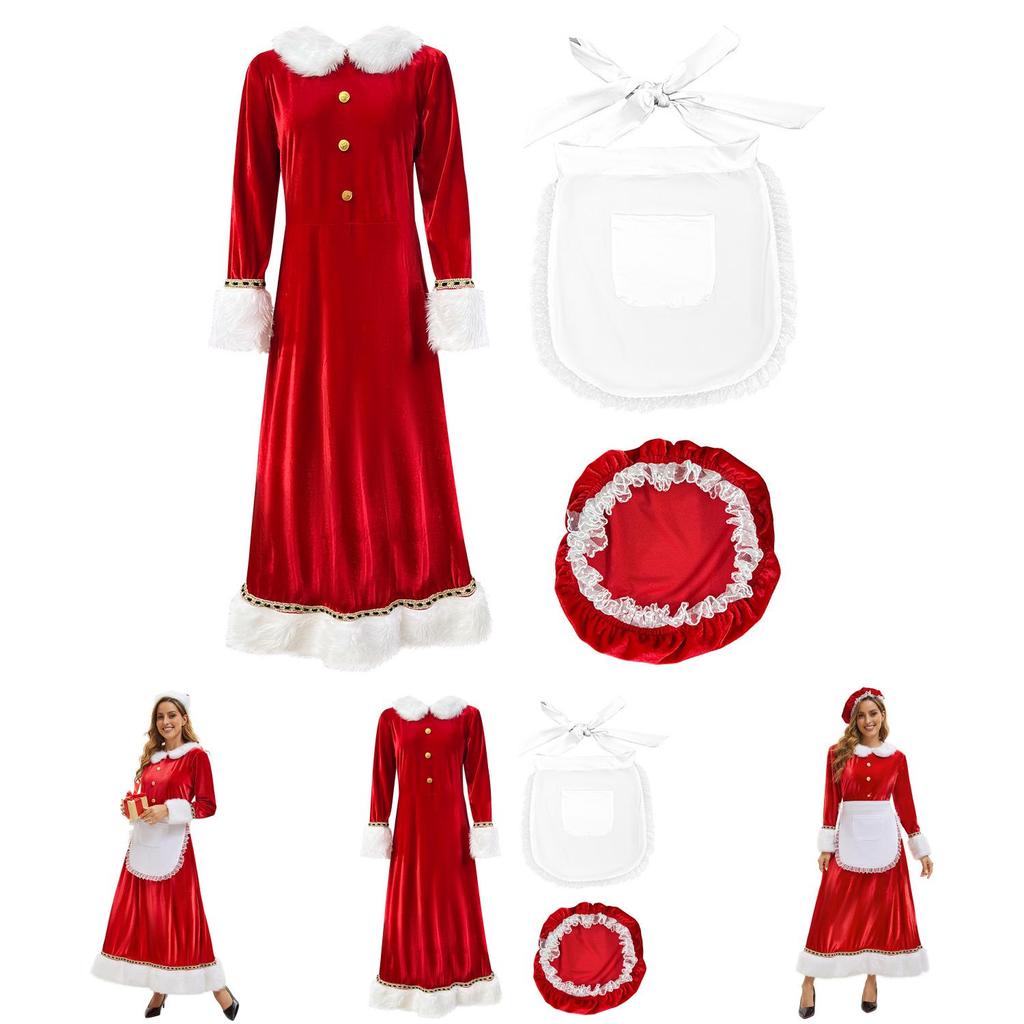 Christmas Santa Costume Dress For Adults With Polyester Fabric For Holiday Parties