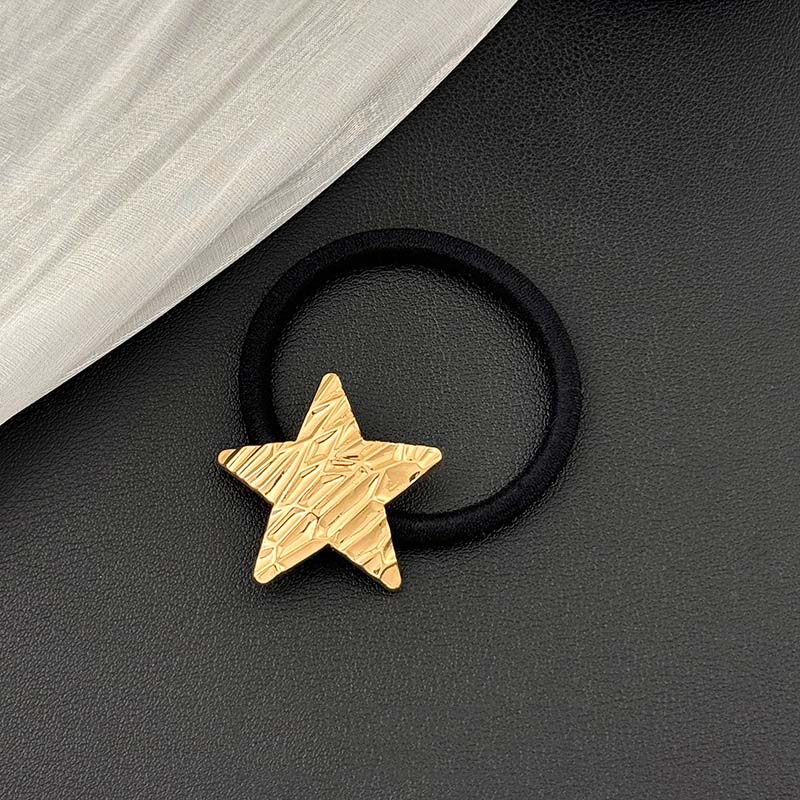 Vintage Metal Geometry Hair Bands Rope for Women  New Trendy Gold Color Elastic Ponytail Holder Headwear Hair Accessories