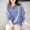 Sweatshirt for Women Cotton Oversize EmbroiderySlimming Loose Round Neck Casual Pullover Long Sleeve Spring Sweatshirt Top