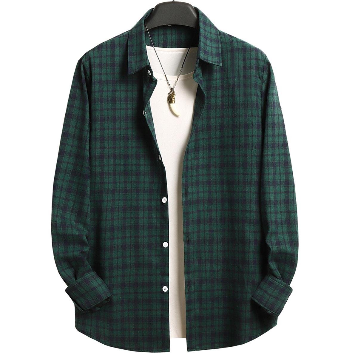 

Мужские рубашки на пуговицах, стандартный крой, повседневная клетчатая рубашка с длинным рукавом L