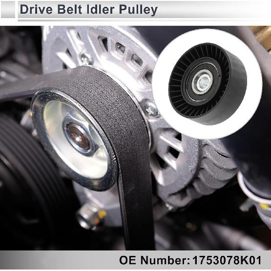 Motoforti Drive Belt Idler Pulley for Suzuki Grand Vitara 2005-2015 Serpentine Tensioner Pulley Idler with Bolt Washer No.1753078K01 Plastic Black 1
