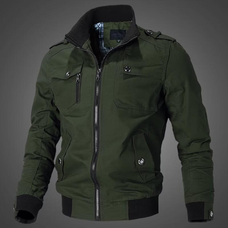New fit zipper spring and autumn casual pocket blue men's tooling jacket
