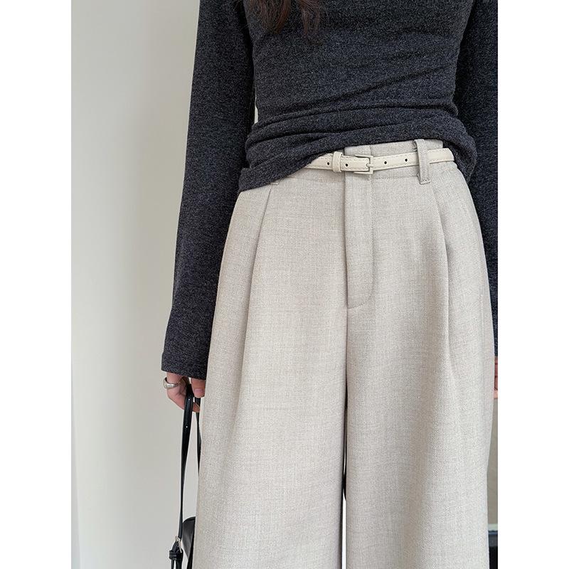 

Ge Ming Women’s Korean Style High Waist Woolen Wide Leg Pants with Velvet Lining for Winter (N951C) L (115-130)