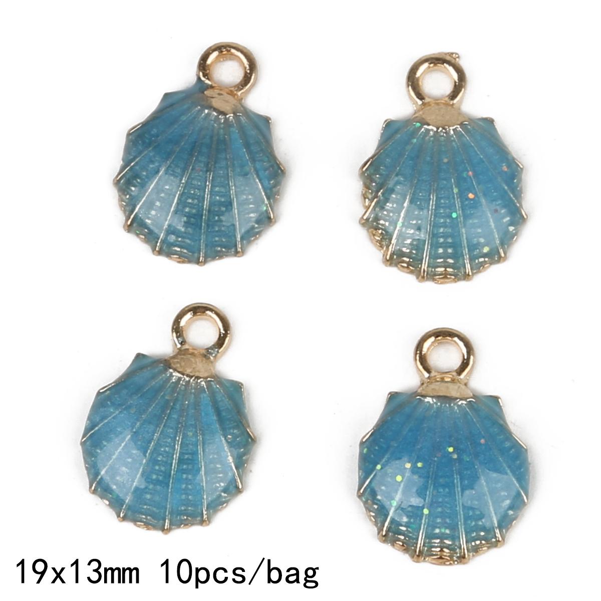 

19x13 мм 10 шт., сплав металла, эмаль, подвеска в виде ракушки для DIY браслета, ожерелья, изготовления ювелирных изделий синий