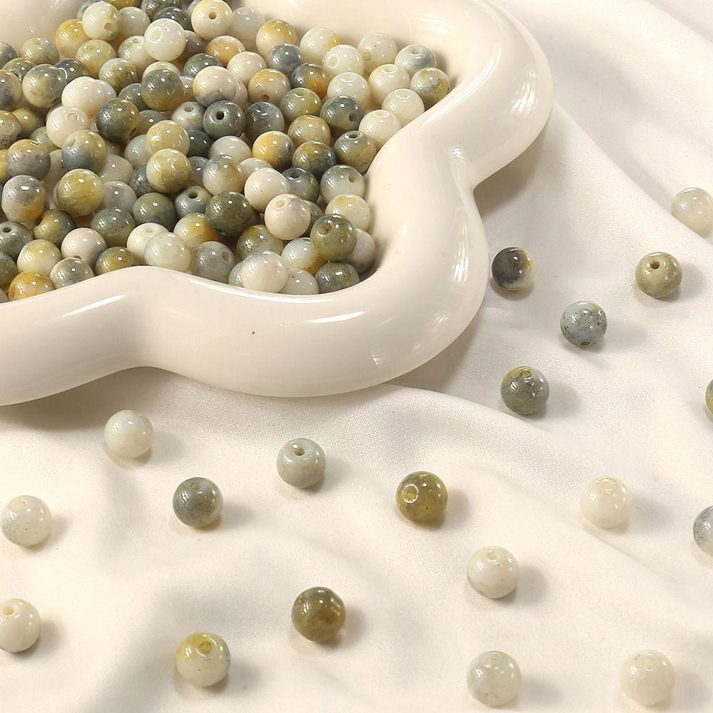 40pcs/set Makeing Bracelet Porcelain Beads Round Loose Spacer Beads Coloured Glaze Beads  Pendant