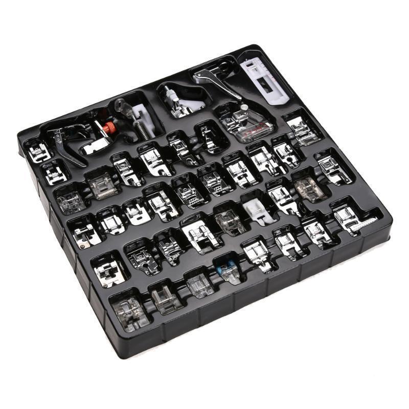32/42 PCS Nähmaschine Nähfuß Drücken Für Brother Singer Kit Flechten Blind Stich OverLock Zipper Herrscher Teile