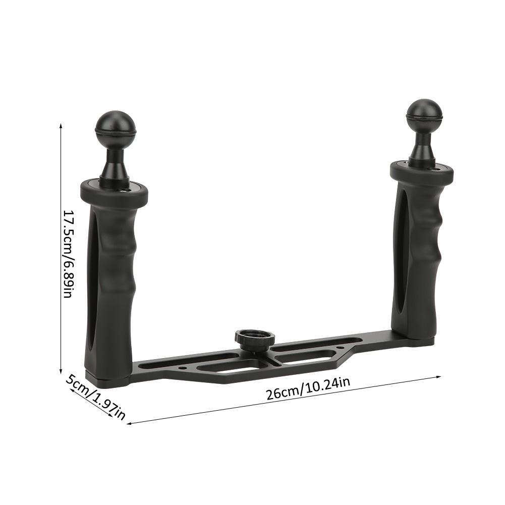 Suport pentru lanterna de scufundări cu mâner dublu din aliaj de aluminiu, suport pentru cameră sport subacvatică