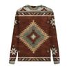Women's Casual Fashion Ethnic Print Long Sleeve O-Neck Pullover Top