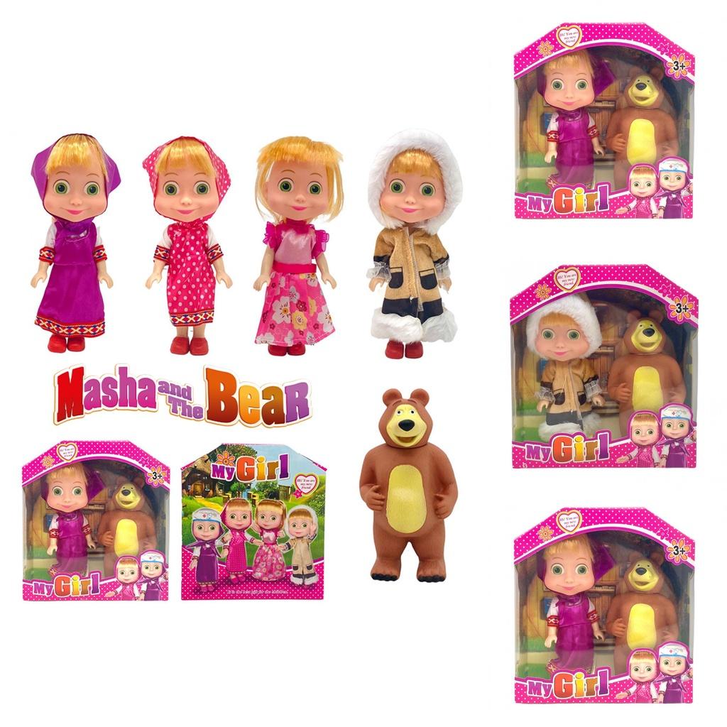 Cute Masha The Bear Figures Toy Collectible Model Kids Birthday Gift Ornament