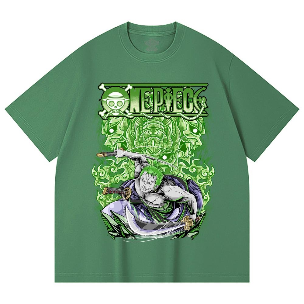 230 Gsm 100% Cotton One Piece V10 Zoro Print Unisex Heavy Cotton T Shirt