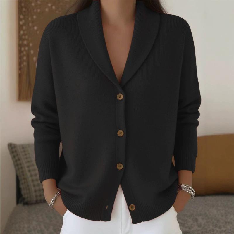 Cárdigan de punto para mujer, holgado, estilo perezoso, cuello en V, color liso, manga larga
