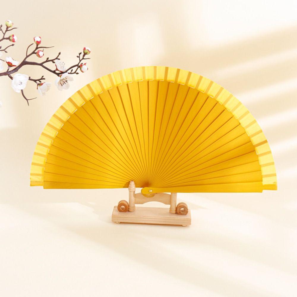 Classical Simple Spanish Plain Fan Solid Color Art Craft Pure Wood Folding Fan Handmade Decorative Props Fan Props