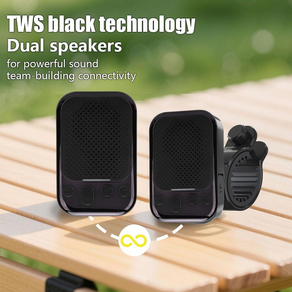 Sxhlseller Wearable Bluetooth Speaker, Portable Speaker with Built-in Clamp, 3W HD Sound, IPX7 Waterproof, Magnetic Mount, 5.4" Speed, for Cycling, Gy
