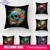 Home Decor Colorful Skull Flower Pillowcase Decorative Print Square Car Sofa Fashion Cushion Cover